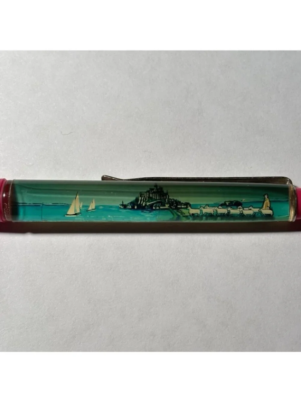 Mont Saint Michel France Floaty Pen Shepherd Sheep Flock Moves Abbey Church Vtg